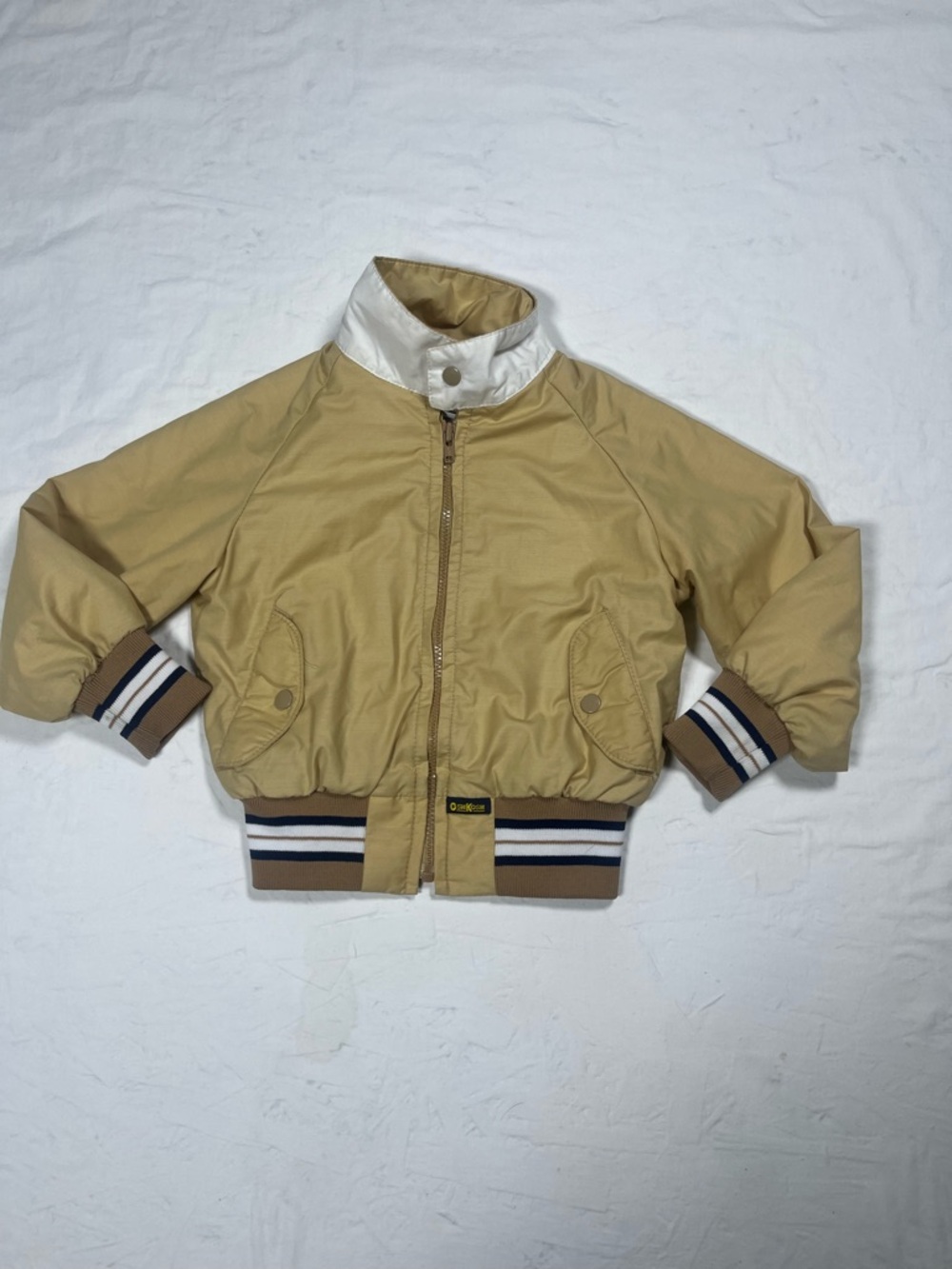 Vintage Oshkosh B’Gosh Kids Beige Bomber Jacket Windbreaker Size 5 Striped